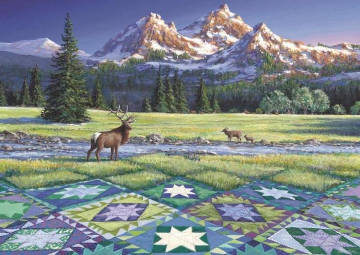 Ravensburger - Quilt met Hert - 300XL (AANBIEDING), Hobby en Vrije tijd, Denksport en Puzzels, Nieuw, Legpuzzel, Minder dan 500 stukjes