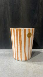 Pot / Vaas - Oranje streep - Gout randje., Ophalen of Verzenden, Zo goed als nieuw, Glas, Minder dan 50 cm
