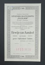 Uitgevers Maatschappij Excelsior - 1926, Postzegels en Munten, Aandelen en Waardepapieren, 1920 tot 1950, Ophalen of Verzenden
