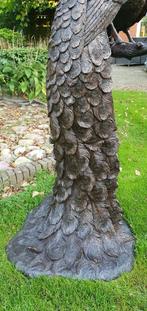 Bronzen beeld / PAUWEN op BOOMSTRONK / nieuw, Tuin en Terras, Tuinbeelden, Ophalen, Nieuw, Peize, Info@huisentuindecoratiemarie.nl