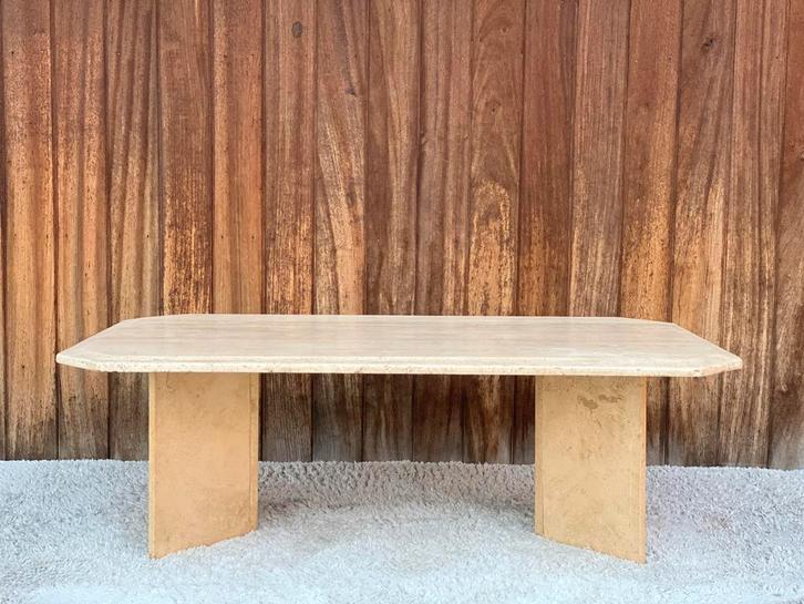Vintage travertine coffeetable, Antiek en Kunst, Antiek | Meubels | Tafels, Ophalen of Verzenden