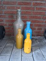 4x Brocante flessen leuk voor Decoratie, Ophalen of Verzenden