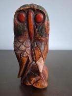 Handgesneden en -beschilderde uil, Antiek en Kunst, Ophalen of Verzenden