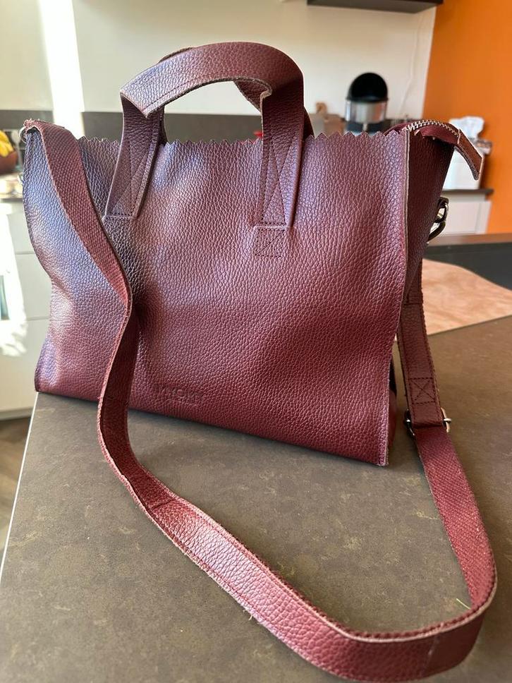 Myomy Handtas Roestbruin/Donkerrood met Schouderband, Sieraden, Tassen en Uiterlijk, Tassen | Damestassen, Zo goed als nieuw, Handtas