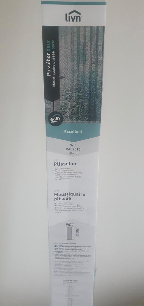 Livn Plissé Hordeur Wit - Nieuw in doos, Doe-het-zelf en Verbouw, Deuren en Horren, Nieuw, Hordeur, 200 tot 215 cm, 80 tot 100 cm