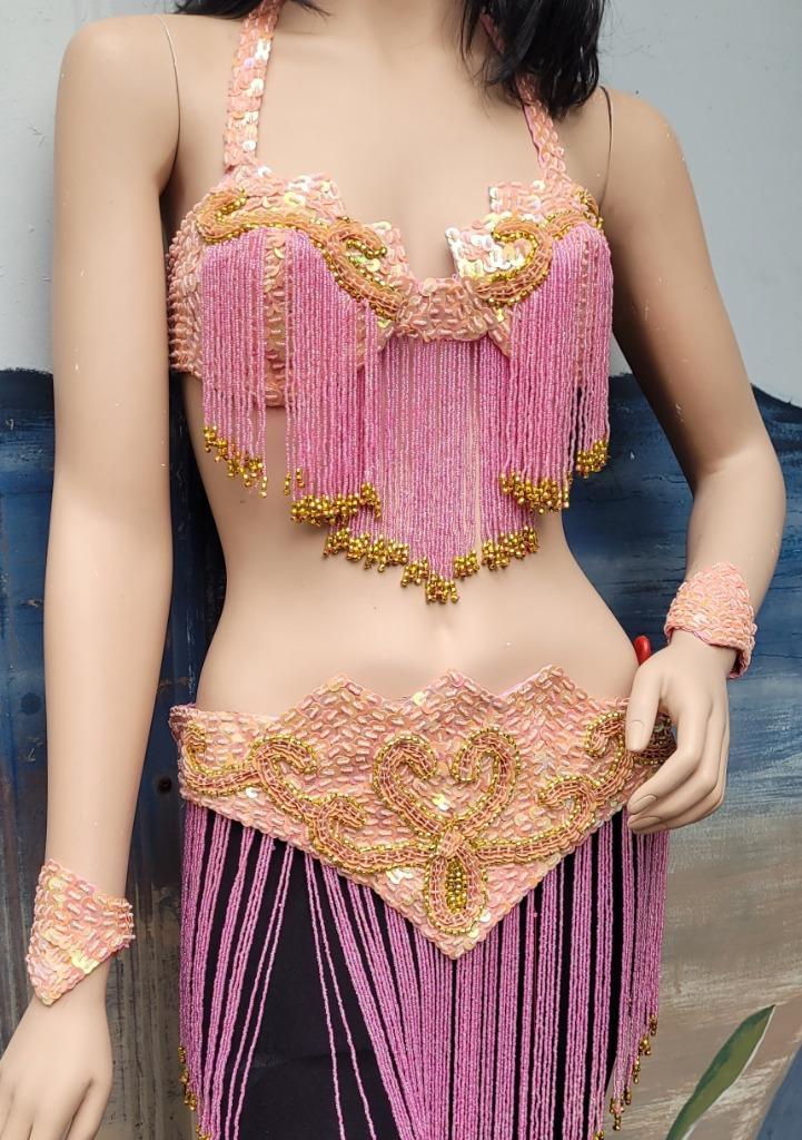 Roze pailletten BH met heupgordel, Kleding | Dames, Gelegenheidskleding, Nieuw, Overige typen, Roze, Ophalen of Verzenden