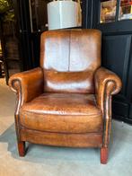 Vintage Schapenleren Fauteuil, Gebruikt, Landelijk stoer vintage, 50 tot 75 cm, Leer