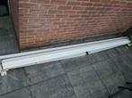 Zonnescherm 3m breed en 2m spanwijdte oranje/witte strepen, Tuin en Terras, Zonneschermen, Ophalen, Gebruikt, 150 tot 300 cm, 250 cm tot 450 cm