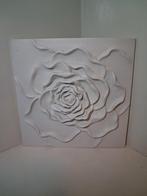 Uniek 3D Bloem Schilderij | Gips Reliëf | Modern & Elegant, Antiek en Kunst, Ophalen of Verzenden