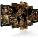 695 Wereldkaart 5 Luik Canvas Schilderij XXL 200x100cm, Antiek en Kunst, Ophalen of Verzenden