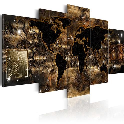 695 Wereldkaart 5 Luik Canvas Schilderij XXL 200x100cm, Antiek en Kunst, Kunst | Schilderijen | Klassiek, Ophalen of Verzenden