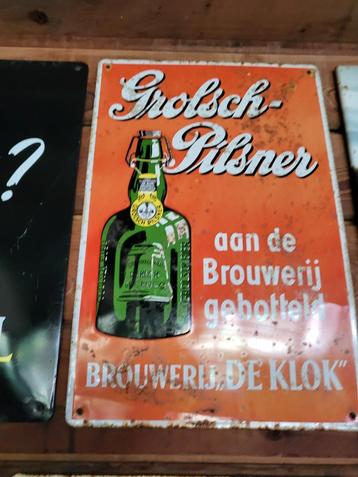 Grolsch Pilsner Reclamebord - Brouwerij De Klok jaren 60 beschikbaar voor biedingen