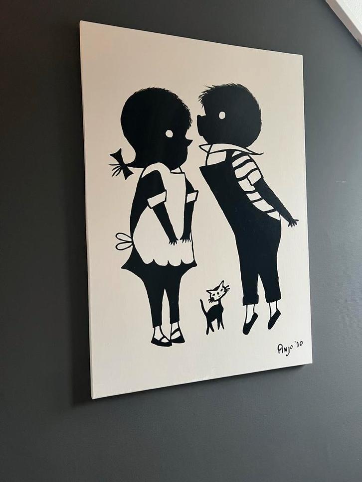 Jip & Janneke Schilderij - Zelf Geschilderd, Antiek en Kunst, Kunst | Tekeningen en Foto's, Ophalen