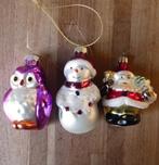 Glazen kerstballen kerstornamenten figuurtjes kerstman uil, Gebruikt, Ophalen of Verzenden