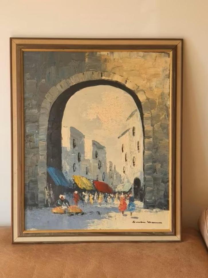 Simon Kramer 1880-1957 oosterse stadspoort impressionistisch, Antiek en Kunst, Kunst | Schilderijen | Klassiek, Ophalen