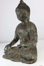 Beeld zittende boeddha met drakenmantel - Brons - China, Ophalen of Verzenden, Brons