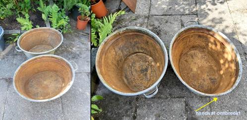 2 ZINKEN TEILEN - zijn gebruikt als bloembak (60x50 cm), Tuin en Terras, Bloembakken en Plantenbakken, Gebruikt, Balkon, Tuin