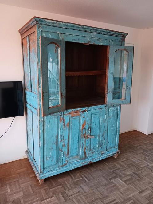 Authentieke Indiase boerenkast hardhout, Huis en Inrichting, Kasten | Buffetkasten, Gebruikt, 200 cm of meer, 50 tot 75 cm, Ophalen