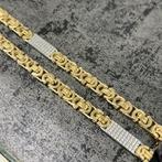 14k gouden koningsketting plat massief italy 70cm, Sieraden, Tassen en Uiterlijk, Kettingen, Ophalen of Verzenden, Zo goed als nieuw