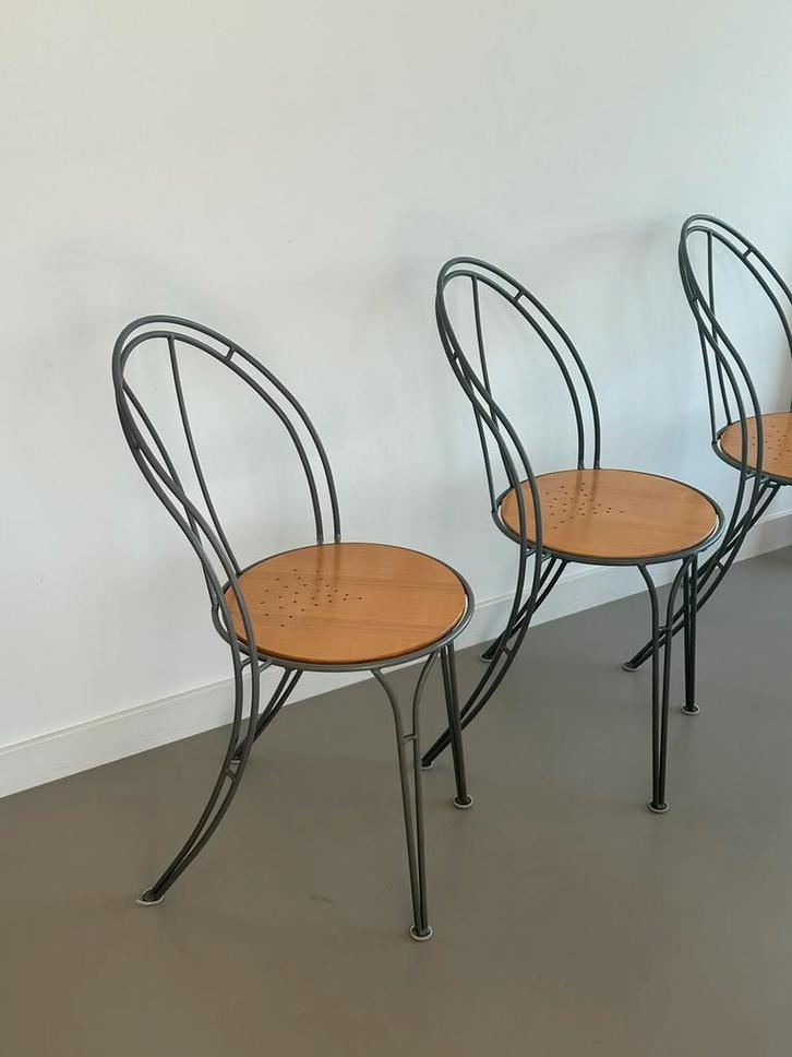 3 vintags Ikea Pajala stoelen retro design hout, Huis en Inrichting, Stoelen, Gebruikt, Drie, Hout, Overige kleuren, Ophalen