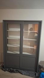 Woood Vitrinekast Vince met schuifdeuren leem/grijs, Ophalen, Met deur(en), 100 tot 150 cm, 200 cm of meer