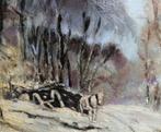 LOUIS APOL " WINTERSCENE" olieverf op doek 20 x 25 CM, Verzenden