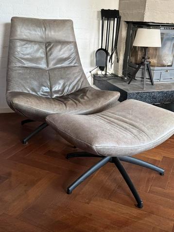 Draaifauteuil en hocker Reflex vintage grey leer beschikbaar voor biedingen