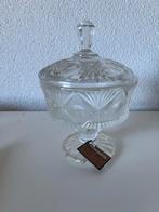 Antieke Glazen Bonbonnière met Deksel Geslepen Patroon 20cm, Antiek en Kunst, Antiek | Glas en Kristal, Ophalen of Verzenden