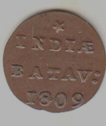 Ned. Oost Indië Bataafse Republiek 1/2 duit 1809 ZF - KM#75 beschikbaar voor biedingen