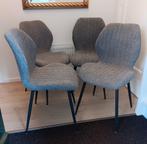 ALS NIEUW 4 stuks elegante grijze grijs eetkamerstolen stoel, Huis en Inrichting, Stoelen, Ophalen, Zo goed als nieuw, Metaal
