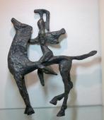 Expressionistisch brons beeld man op paard man met helm, Ophalen of Verzenden