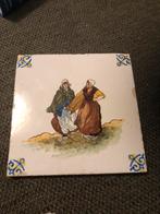 Vintage Tegel met Hollands Tafereel vissersvrouwen, Ophalen of Verzenden