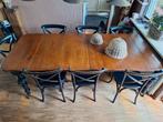 Uitschuifbare eettafel inclusief 9 stoelen., Ophalen, Gebruikt, 200 cm of meer, 50 tot 100 cm