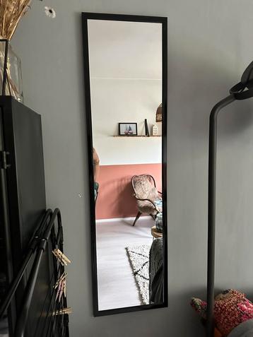 Wand passpiegel zwarte lijst 124x33
