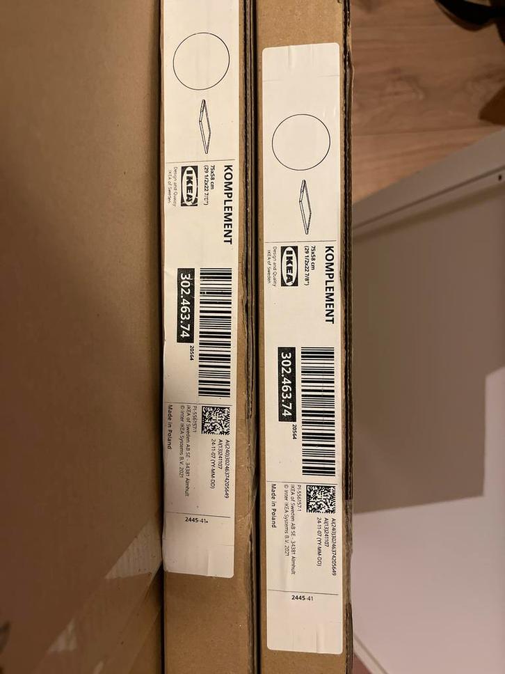 2x IKEA Komplement plank 75x58cm - Nieuw in doos, Huis en Inrichting, Kasten | Kledingkasten, Nieuw, Minder dan 100 cm, 50 tot 100 cm