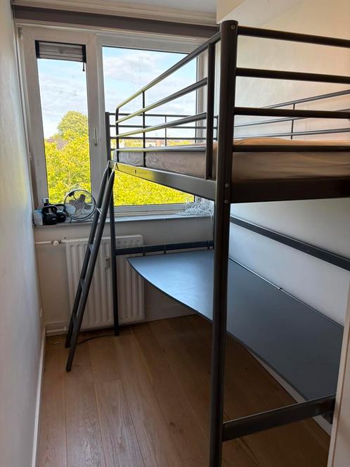 Tromso hoogslaper ikea 90x200 grijs met bureau, Huis en Inrichting, Slaapkamer | Stapelbedden en Hoogslapers, Gebruikt, Hoogslaper