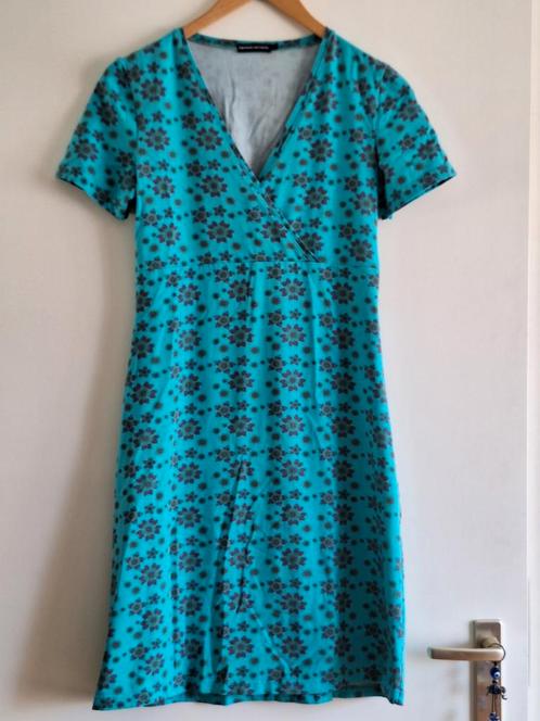 Vrolijk zomerjurkje in turquoise met bloemdessin, maat M, Kleding | Dames, Jurken, Zo goed als nieuw, Maat 38/40 (M), Overige kleuren