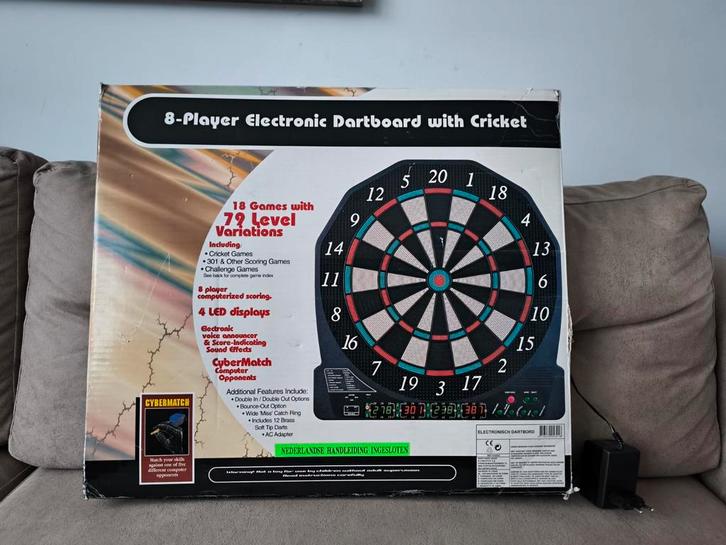 8-Speler Elektronisch Dartbord met Cricket (CP-40C), Sport en Fitness, Darts, Dartbord, Elektronisch, Soft tip, Ophalen of Verzenden