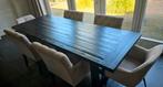 Stijlvolle zwarte eettafel met comfortabele stoelen, Huis en Inrichting, Tafels | Eettafels, Ophalen, Gebruikt, 200 cm of meer