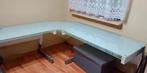 Bureau glass hoekbureau moet weg, z.s.m, Huis en Inrichting, Bureaus, Ophalen, Gebruikt
