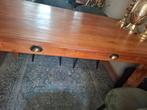 Teakhouten eettafel met 2 lades-bronzen komgrepen 1.60x90 cm, Huis en Inrichting, Tafels | Eettafels, Ophalen, 50 tot 100 cm, Zo goed als nieuw