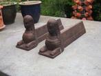 2 Gietijzeren haardbokken/Vuurbokken, Ophalen of Verzenden