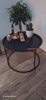 Zwarte Woood Bijzettafel - Ø50cm, Ophalen of Verzenden, Rond, Metaal of Aluminium, Minder dan 45 cm