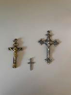 3 Antieke Metalen Kruizen - Religieuze Objecten, Antiek en Kunst, Ophalen of Verzenden