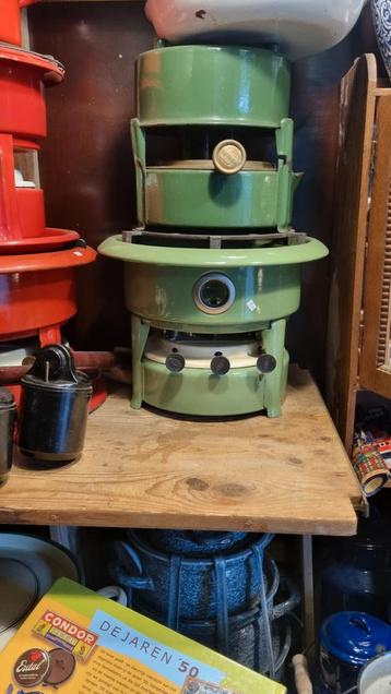 Oude Emaille Petroleumstel - Werkend! beschikbaar voor biedingen
