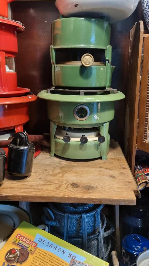 Oude Emaille Petroleumstel - Werkend!, Antiek en Kunst, Antiek | Overige Antiek, Ophalen of Verzenden