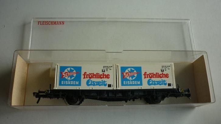 Fleischmann H0 5236 containerwagon van Schöller Eiskrem ovp, Hobby en Vrije tijd, Modeltreinen | H0, Gebruikt, Wagon, Gelijkstroom