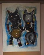 Schilderij met katten, Antiek en Kunst, Kunst | Schilderijen | Klassiek, Ophalen