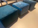 Blauwe Poufs - Set van 3 stof claudi, Vierkant, Minder dan 50 cm, Ophalen of Verzenden, Zo goed als nieuw