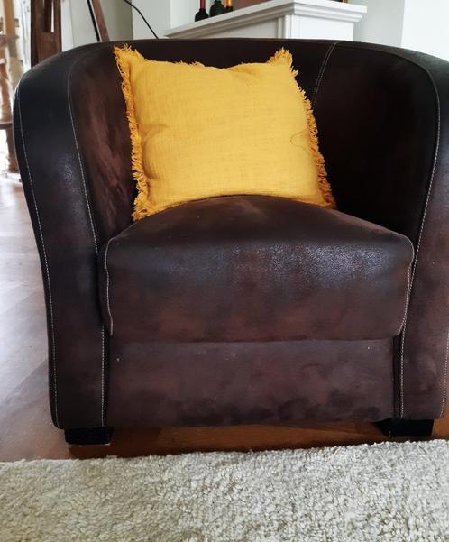 Mooie bruine leren fauteuil, Huis en Inrichting, Fauteuils, Zo goed als nieuw, Leer, 75 tot 100 cm, 75 tot 100 cm, Ophalen